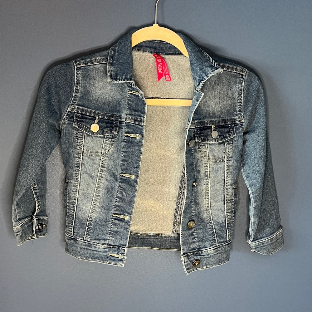 Pink Latte girls denim jacket, 4 pockets, classic cut, PL logo silver buttons